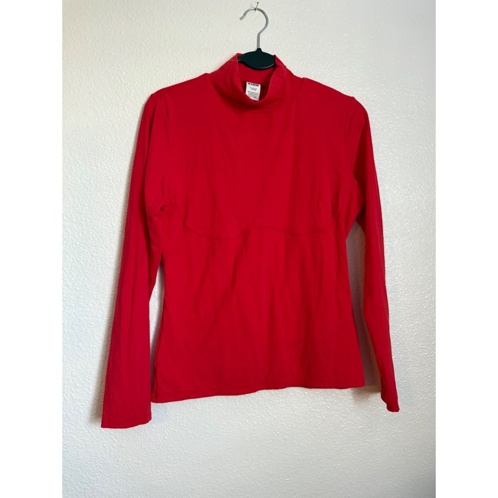 PINK Victoria's Secret Red Mock Neck Long Sleeve Top Curved Seam Detail XL